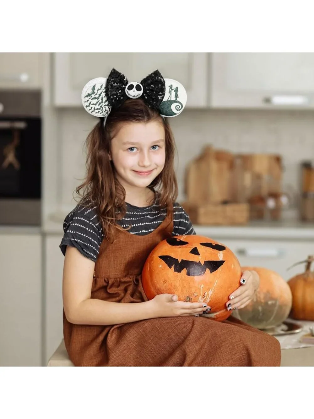 Women Ghost Bat Sequin Bow Mickey Mouse Hair Headband for Cosplay